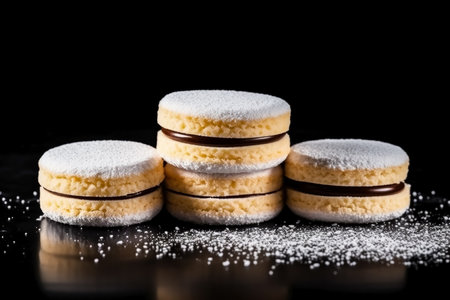 Delicious Alfajores dark background with empty space for textの素材