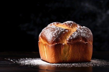 Delicious Brioche dark background with empty space for textの素材