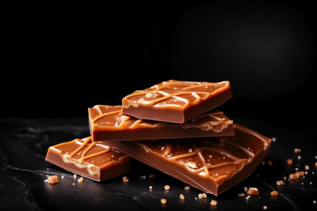 Delicious toffee dark background with empty space for textの素材