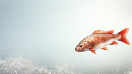 Redfish breaching the surface; background with empty space for textの素材