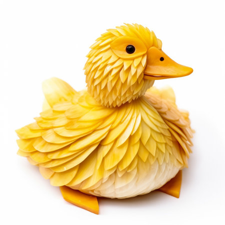 Duck made of jackfruit on white backgroundの素材