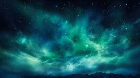 Celestial display of Northern Lights with empty space for textの素材