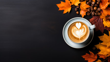 Pumpkin Spice Latte background with empty space for textの素材