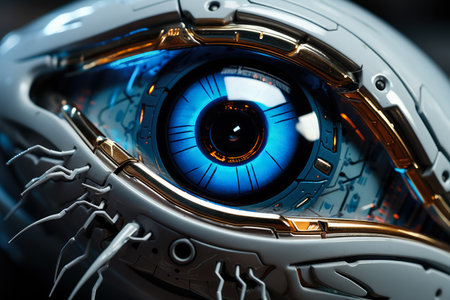 A close-up of a robotic eye the concept of roboticsの素材