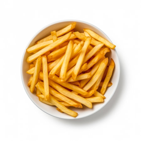 French fries isolated on white background top viewの素材