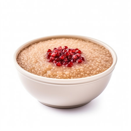 Amaranth Porridge cooked side view isolated on white backgroundの素材