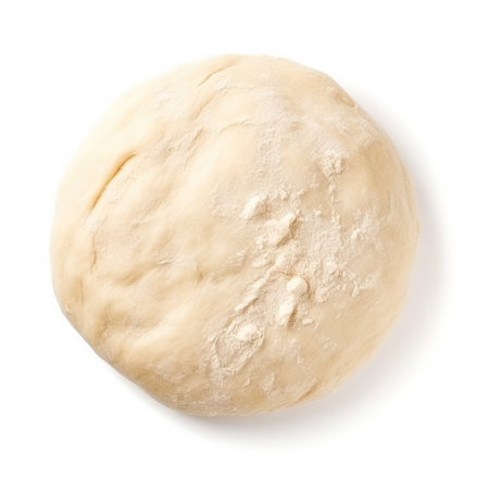 Raw dough isolated on white background. top view. flat lay.の素材