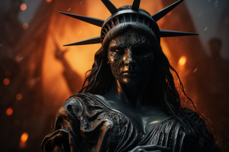 Art picture of statue of liberty on Halloweenの素材