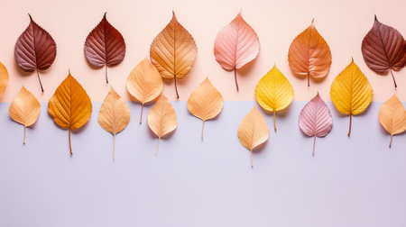 Pastel background made of fallen autumn leavesの素材