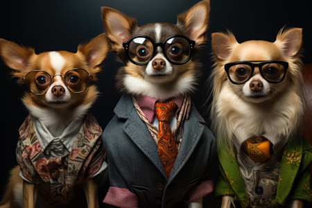 Pets dressed in family portraitの素材