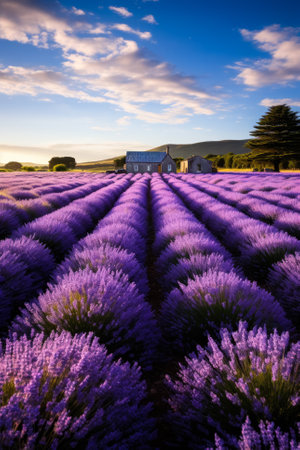 Lavender fields in full bloomの素材