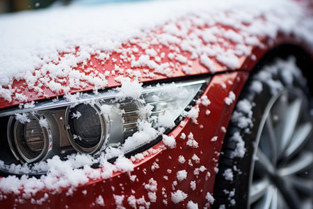 First snow on a carの素材