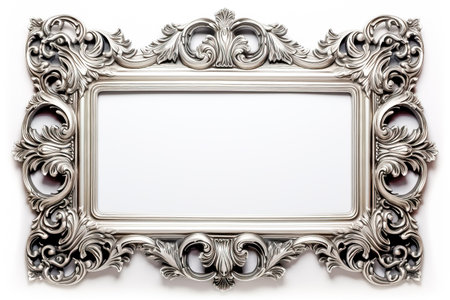 Silver frame isolated on white backgroundの素材
