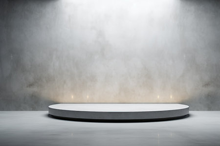 White podium on concrete floor. Mock up, 3D Renderingの素材