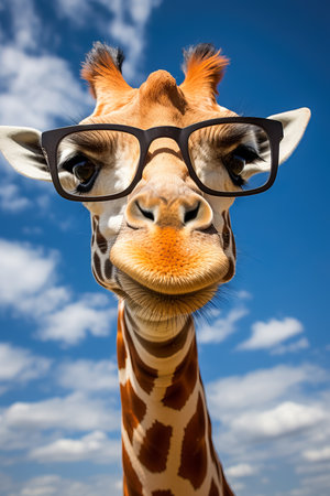 Amusing giraffe sporting eyewearの素材