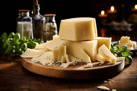 A block of authentic Italian Parmesan cheese perfect for grating or snackingの素材