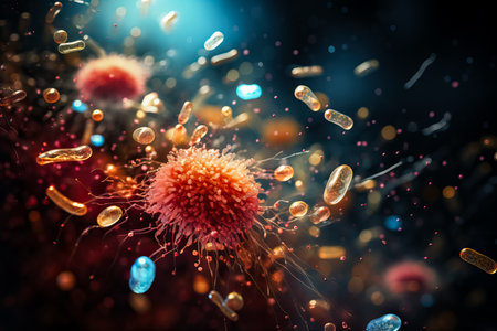 Intestinal bacteria play a crucial role in the microbiome of the bodyの素材