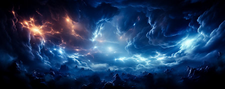 An electrifying night sky with luminous sprites and jets showcasing a captivating background with empty space for textの素材