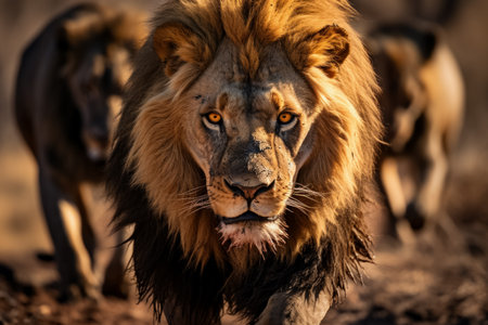 Male lion, Maasai Mara National Park, Kenya, Africaの素材