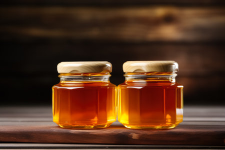 Clean honey jar packaging line background with empty space for textの素材