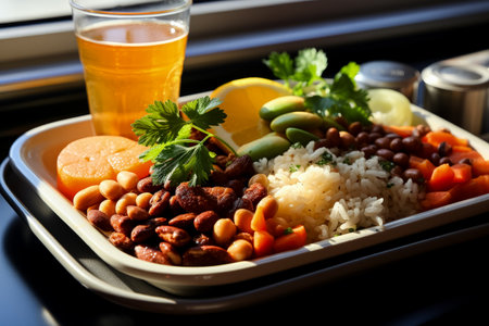 vegetarian meals at the airplaneの素材