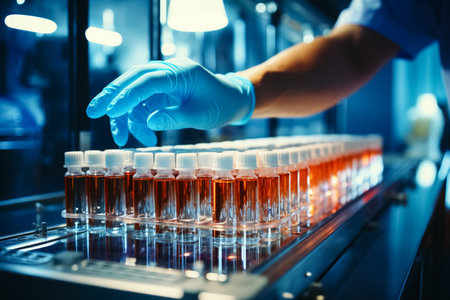 Person gives blood to test HIV virus in laboratoryの素材