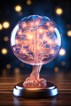 Glowing brain model highlighting REM sleep activity background with empty space for textの素材