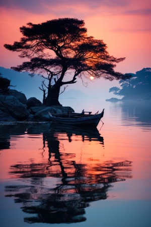 Subtle hues of dawn interrupting a peacefully sleeping individuals dream journeyの素材