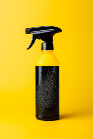 Automotive detailing cleaning foam spray isolated on a yellow gradient backgroundの素材