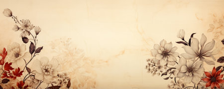 Vintage wallpaper with whimsical floral patterns background with empty space for textの素材
