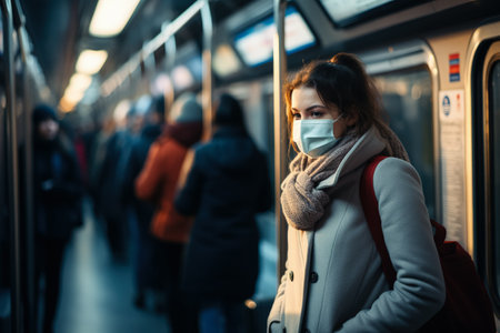 Public transportation usage statistics overlaid with infection rates during pandemicの素材