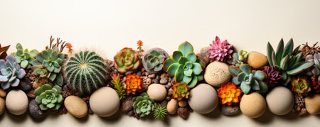 Desert cactus and succulent textures background with empty space for textの素材