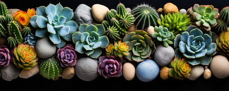 Desert cactus and succulent textures background with empty space for textの素材