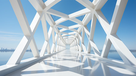 Geometric simplicity framed within the clean lines of modern bridge architectureの素材