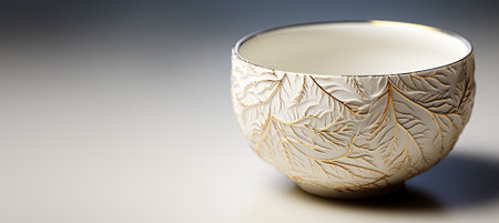 Tea cup bottom revealing intricate leaf patterns for fortune tellingの素材