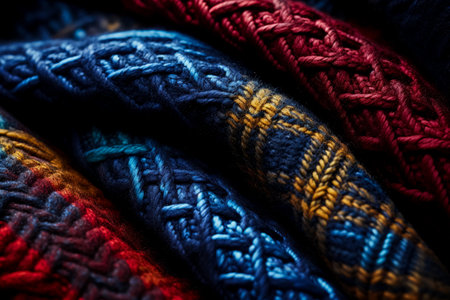 Close-up imagery capturing the rich textures of woven woolen fabricsの素材