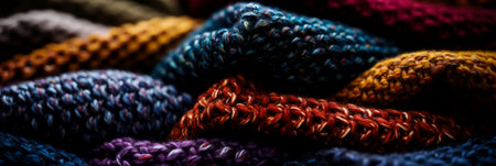Close-up imagery capturing the rich textures of woven woolen fabricsの素材
