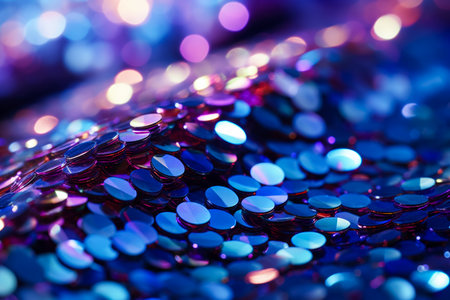 Sequin fabric glittering under light captured in a detailed macro shotの素材
