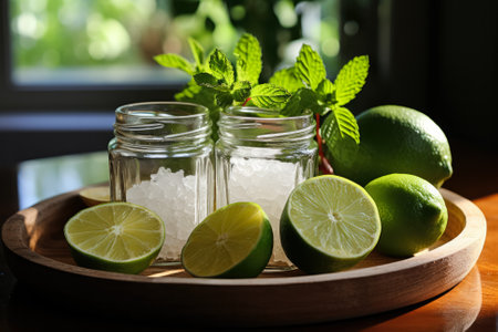 DIY homemade organic remedies for teeth whitening captured in natural lightの素材