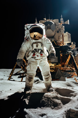 Intimate View of Lunar Landers Touchdown Moments on Moons Surfaceの素材