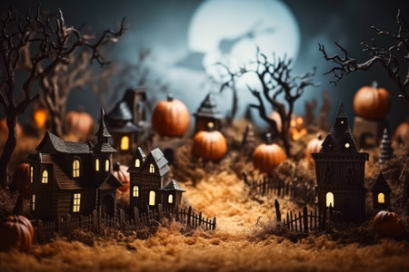 DIY creepy graveyard scene in yard background with empty space for textの素材