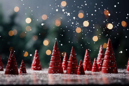 Festive holiday backdrop featuring a condensed macro Christmas tree sceneの素材