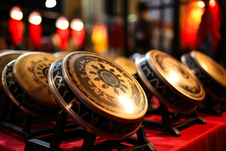 Drums and gongs sound warding off evil spirits for Asian New Yearの素材