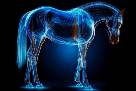 Horses hoof and leg structure X-ray background with empty space for textの素材