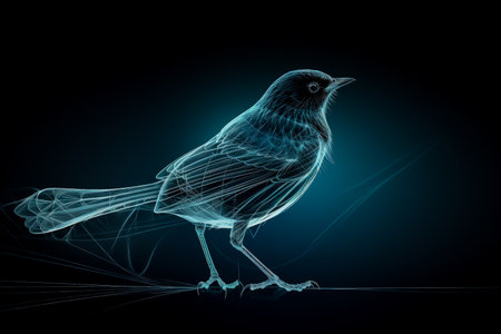 X-ray image of bird skeletal structure background with empty space for textの素材