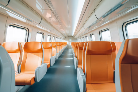 Interior shots of modern clean and comfortable train cabinsの素材