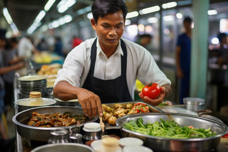 Street food vendors and local delicacies at train stationsの素材