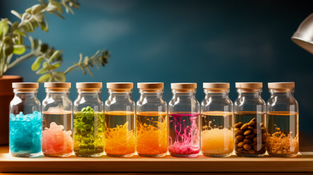 DIY genetic engineering kit on lab bench background with empty space for textの素材