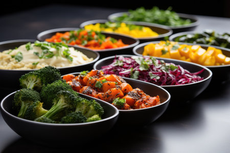 Colorful array of diabetic-friendly meals prepared for Diabetes Awareness Monthの素材