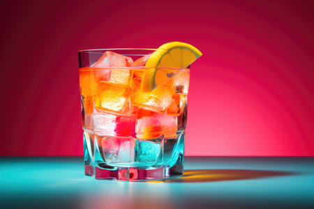 Innovative infusion technique showcasing a colorful cocktail isolated on a gradient backgroundの素材